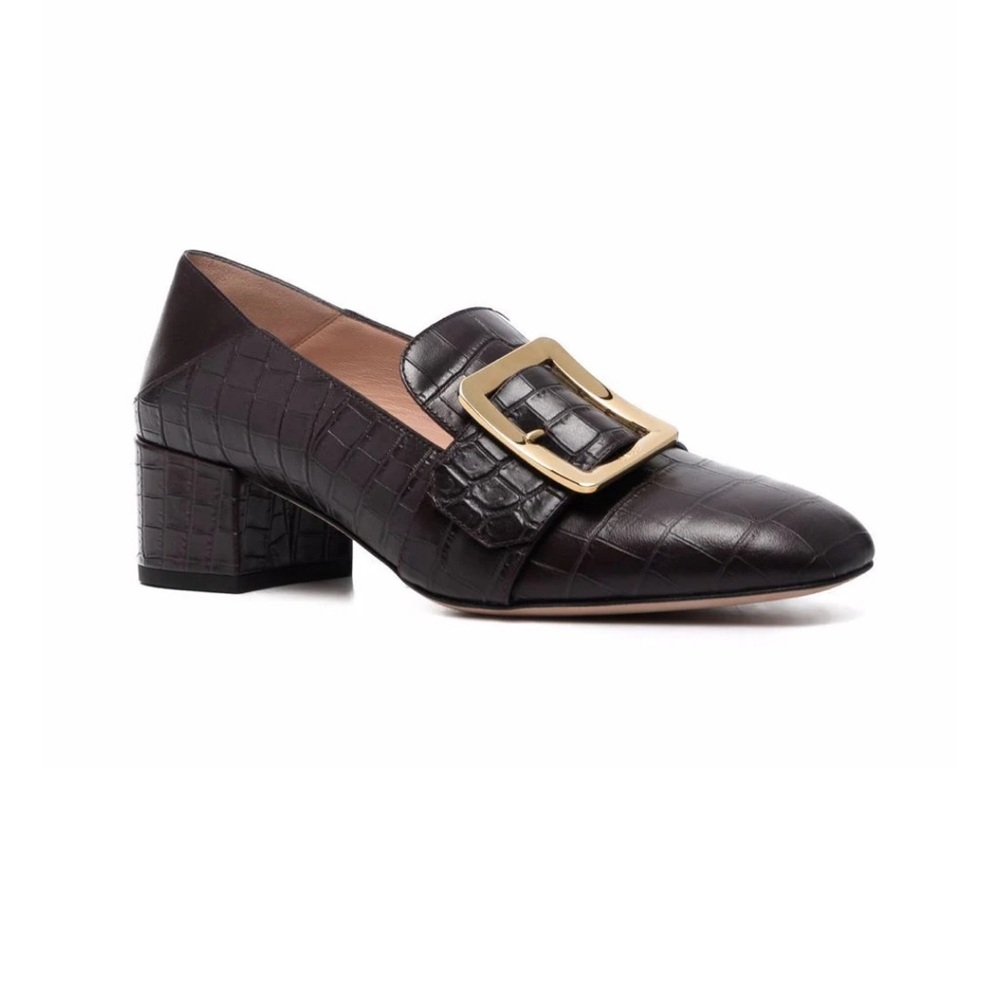 Bally crocodile-effect heeled loafers